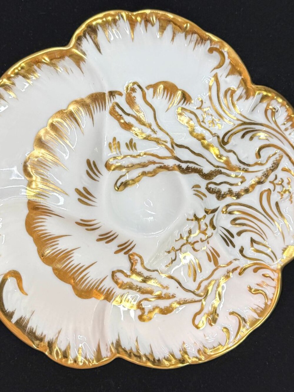 Antique CFH GDM Limoges France Heavy Gold Gilt Oyster Plate 8.75" A1241